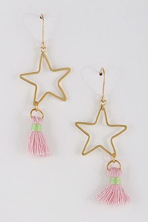 Lovely Star Pendant Earrings with Tassel 7FAD6
